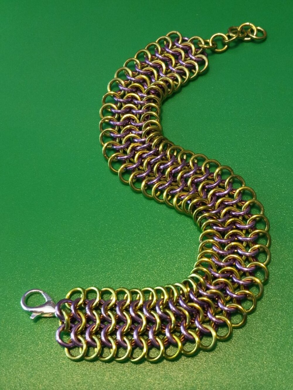 Lime & Lavender Chain Mail Bracelet